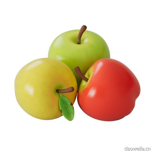 3个苹果 到位啦UI素材 80款水果食品厨具3D图标模型 3D模型png